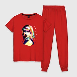 Пижама хлопковая женская Taylor Swift Art, цвет: красный