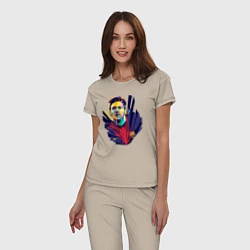 Пижама хлопковая женская Messi Art, цвет: миндальный — фото 2