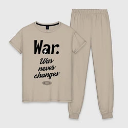 Пижама хлопковая женская War never changes, цвет: миндальный