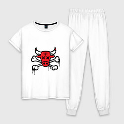 Пижама хлопковая женская Chicago Bulls (череп), цвет: белый