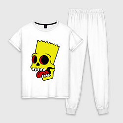 Пижама хлопковая женская Bart Skull, цвет: белый