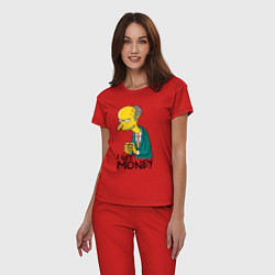 Пижама хлопковая женская Mr. Burns: I get money, цвет: красный — фото 2