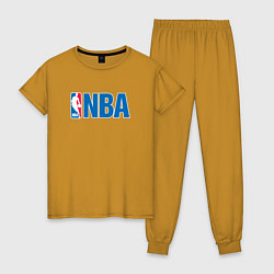 Пижама хлопковая женская NBA, цвет: горчичный