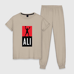 Пижама хлопковая женская Ali by boxcluber, цвет: миндальный