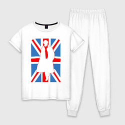 Пижама хлопковая женская Sherlock Holmes Union Jack, цвет: белый