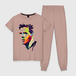 Пижама хлопковая женская Lionel Messi: fun-art, цвет: пыльно-розовый