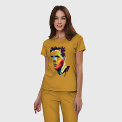 Пижама хлопковая женская Lionel Messi: fun-art, цвет: горчичный — фото 2