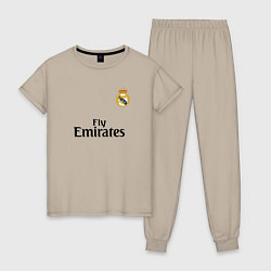 Пижама хлопковая женская Real Madrid: Fly Emirates, цвет: миндальный