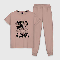 Пижама хлопковая женская Asking Alexandria Devil, цвет: пыльно-розовый