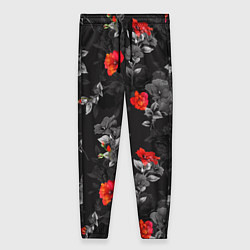 Женские брюки Красные цветы