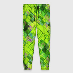 Брюки женские Ярко-зеленый абстрактный узор, цвет: 3D-принт