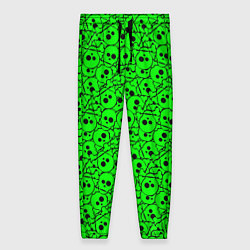 Женские брюки Черепа на кислотно-зеленом фоне