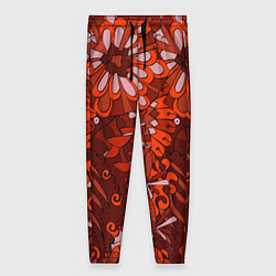 Брюки женские Красные цветы абстракция, цвет: 3D-принт