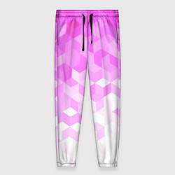 Женские брюки 3D ромб розовый