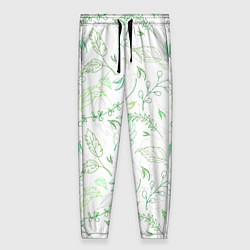 Женские брюки Хаос из зелёных веток и листьев