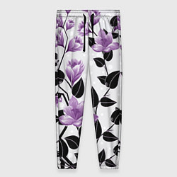 Женские брюки Распустившиеся фиолетовые цветы