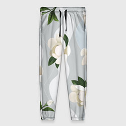 Женские брюки Цветы Белые С Полосами