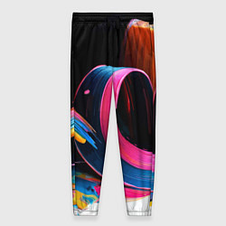 Женские брюки Разноцветный мазки краски Абстракция Multicolored