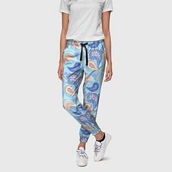 Брюки женские Турецкий огурец Turkish cucumber blue pattern, цвет: 3D-принт — фото 2
