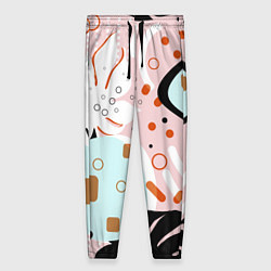 Женские брюки Абстрактные фигуры с пальмовыми листами на розовом