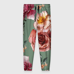 Женские брюки Цветы Нарисованные Розы и Пионы