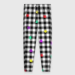 Женские брюки Черно-белая клетка с цветными квадратами