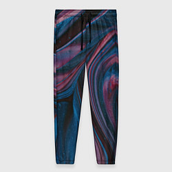 Женские брюки Абстрактные фиолетовые и синие волны с блёстками