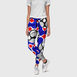 Брюки женские Абстрактные сине-красные паттерны и шары, цвет: 3D-принт — фото 2