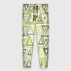 Женские брюки Геометрический светло-зелёный паттерн из треугольн