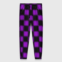 Женские брюки Фиолетовый черный узор Шахматка