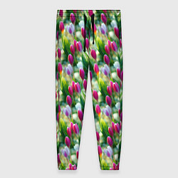 Женские брюки Весенние тюльпаны и подснежники
