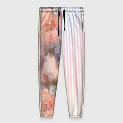 Женские брюки Цветы за стеклом - полосы с градиентом