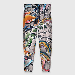 Женские брюки Иредзуми: дракон и лис