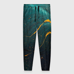 Брюки женские Тёмно-синий дым и жёлтая краска, цвет: 3D-принт