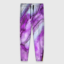 Женские брюки Рисунок текстуры белого и фиолетового мрамора