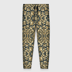 Женские брюки Объемный золотой цветочный узор