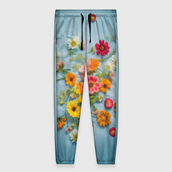Женские брюки Букет полевых цветов на ткани