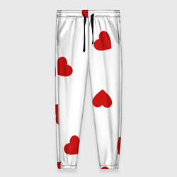 Женские брюки Красные сердечки на белом