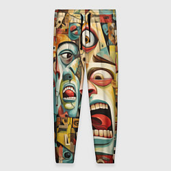 Женские брюки Живопись с лицами в стиле Пабло Пикассо