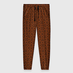 Женские брюки Цветочный узорчатый чёрно-оранжевый