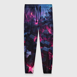Женские брюки Фиолетовые кубы в фиолетовом дыме