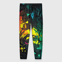 Женские брюки Яркие разноцветные абстрактные листья
