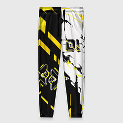 Брюки женские Жёлтые и чёрные техно линии, цвет: 3D-принт
