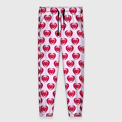 Женские брюки Двойное сердце на розовом фоне