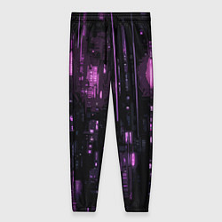 Женские брюки Киберпанк светящиеся фиолетовые элементы