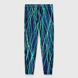 Брюки женские Тёмно-синий абстрактный неоновые линии, цвет: 3D-принт