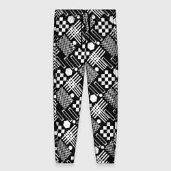 Женские брюки Черно белый узор из геометрических фигур