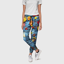 Брюки женские Подсолнухи на джинсах, цвет: 3D-принт — фото 2