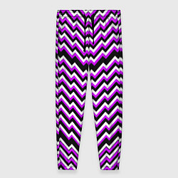 Брюки женские Фиолетовые и белые ломаные линии, цвет: 3D-принт