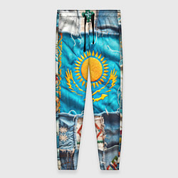 Брюки женские Пэчворк джинсы в Казахстане, цвет: 3D-принт